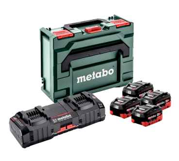 Metabo 8 Ah Akku Basis Set, 4 x LiHD + Doppellader ASC 145 Duo + metaBOX 145 (685135000)